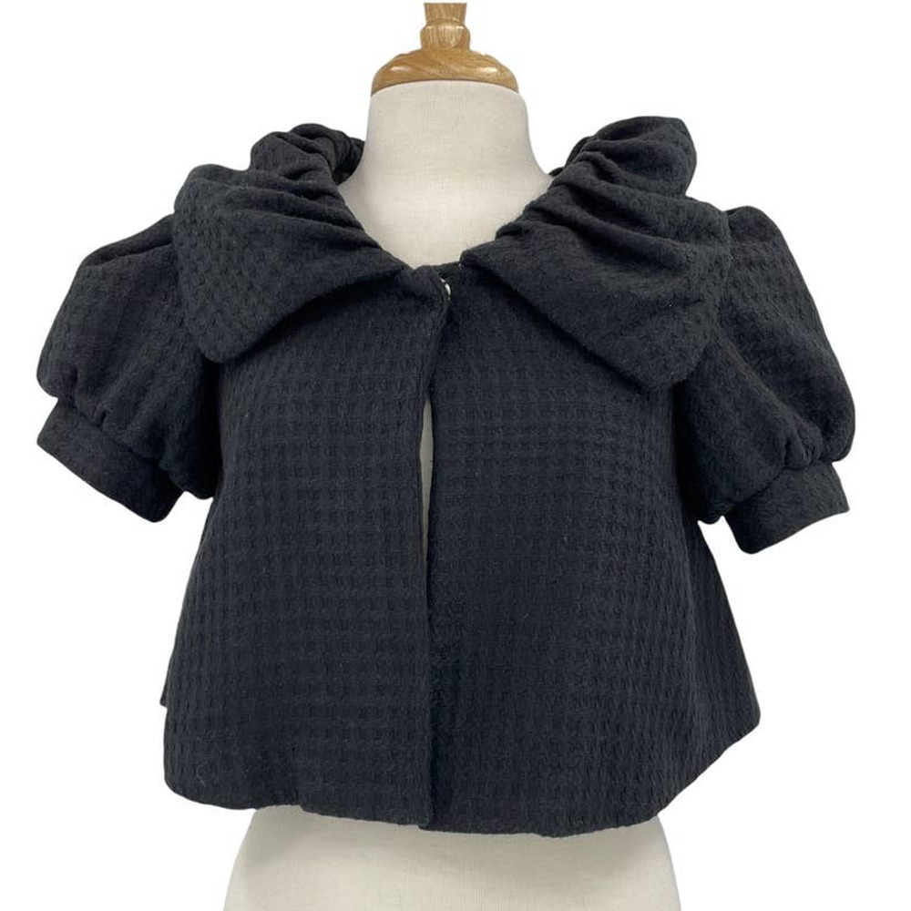 Coco And Chase Jacket Womens Small Black Cropped Large Collar Cape Snap Party